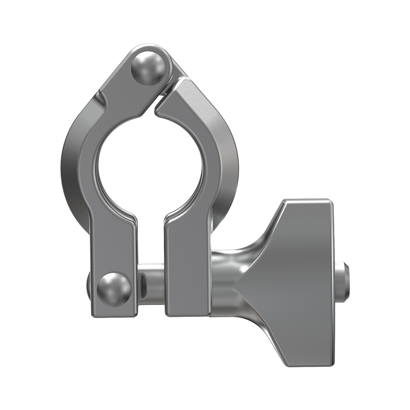 How does the design of sanitary clamps prevent cross contamination, especially when handling pharmaceutical sensitive materials?